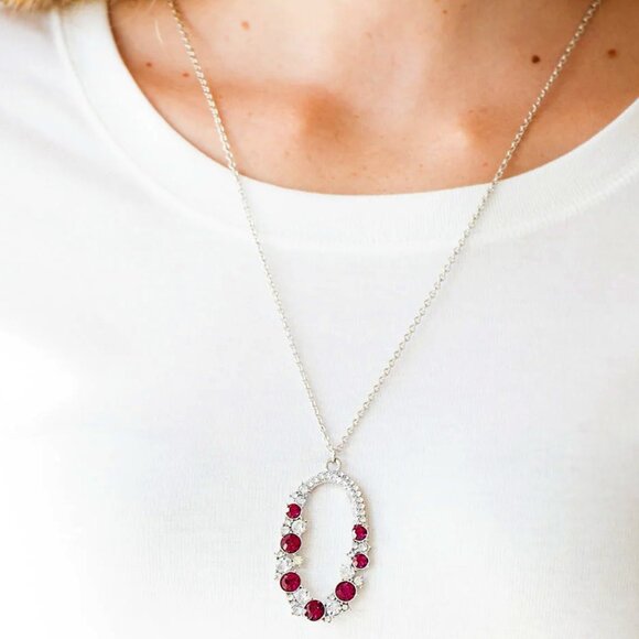 Sparkling Rhinestone Hoop Pendant Necklace - Picture 1 of 4